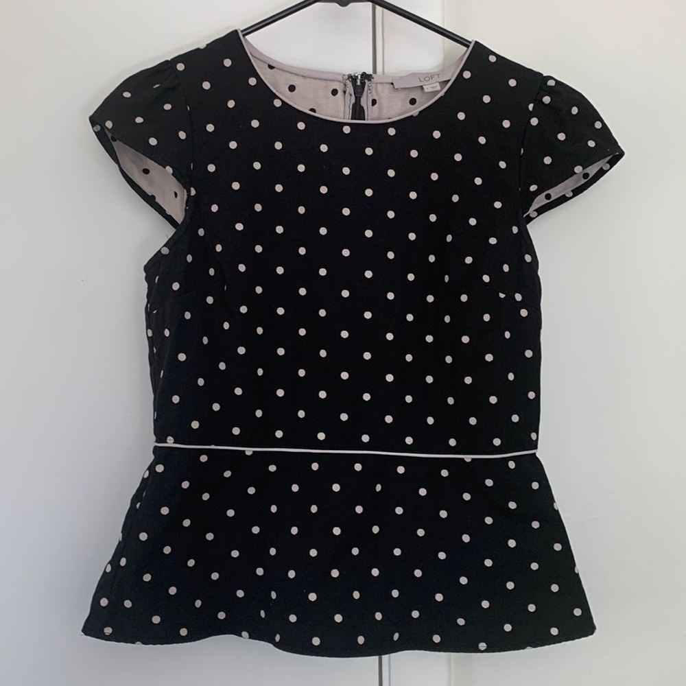 LOFT - Polka Dot Peplum Top